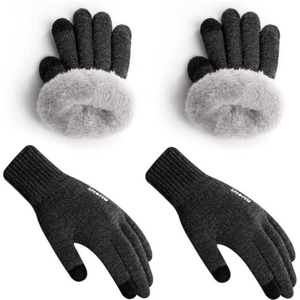 2 Pairs Kids Winter Gloves Thermal Knit Gloves with Insulated Fleece Lining
